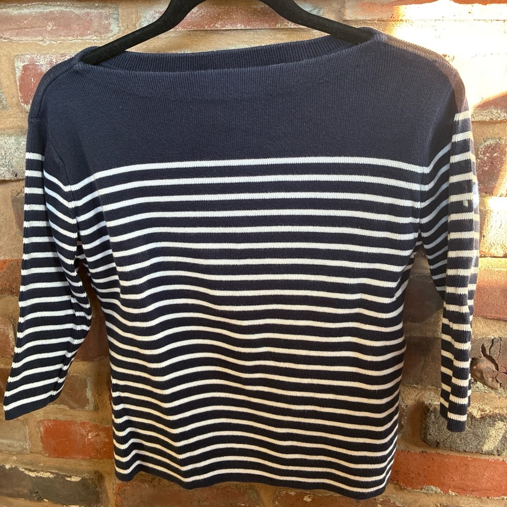 Liz Claiborne Crazy Horse Navy Ribbed Crewneck Sweater